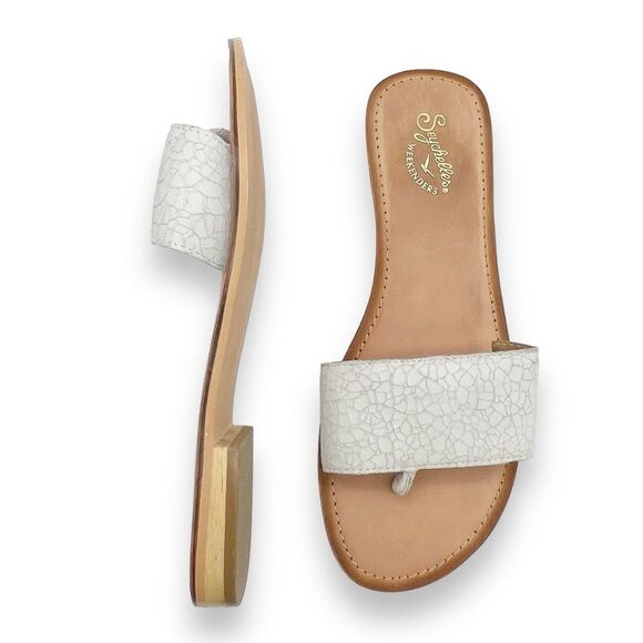 Seychelles Smooth Operator Dress Flat Sandal in White Crackle Leather Size 7.5 - Picture 2 of 16
